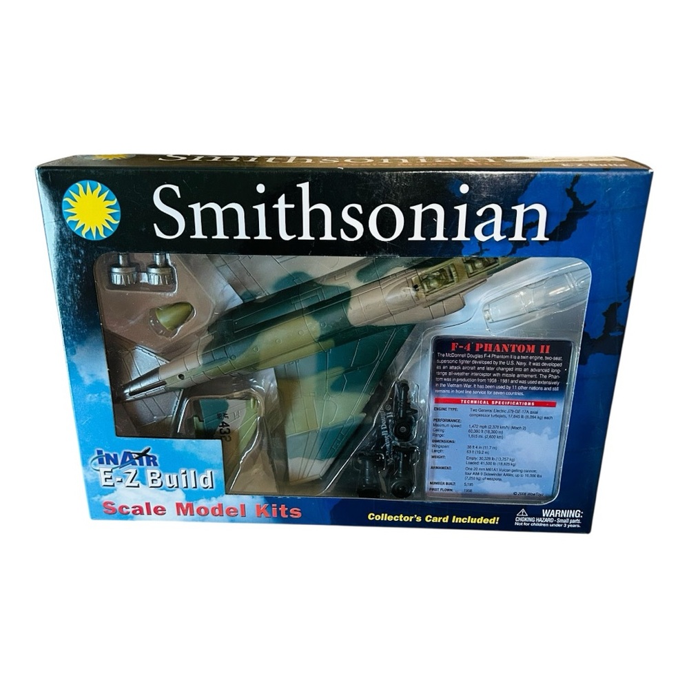 SMITHSONIAN InAir E-Z Build Model Kit-F-4 Phantom, Collector’s card included,New